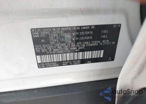 2019 Toyota Rav4 Limited из США, поврежденный, VIN 2T3Y1RFV0KW031724